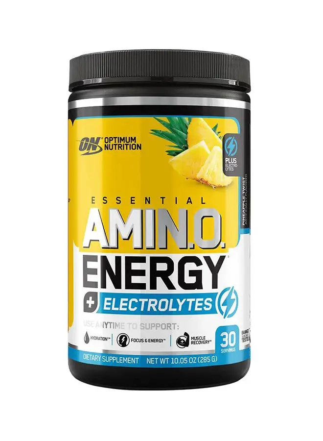 Optimum Nutrition Amino Energy Plus Electrolytes Powder - Pre Workout, Bcaas, Amino Acids, Keto Friendly, Anytime Energy Powder - Pineapple Twist, 285 G , 30 Servings