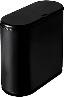 Sooyee 10 Liter Rectangular Plastic Trash Can Wastebasket with Press Type Lid,2.4 Gallon Garbage Container Bin for Bathroom,Powder Room,Bedroom,Kitchen,Craft Room,Office (Black)