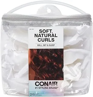 Conair Fabric Hair Curlers to Sleep In, Soft Hair Rollers for Natural Curls, White, 24 Pack