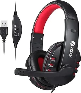 ZM-COMMUNICATE USB Headphone with mic - Black red tone