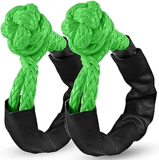 ZAMLIE Soft Shackle Recovery, (58,000 LBS Breaking Strength) Soft Shackle 1/2 inch X 22 inch with Protective Sleeve for Off-Road Sailing Trucks, 4x4, UTV, ATV(Green, 2 Pack Soft Shackle)