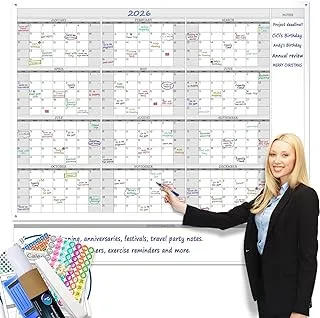 BPA Jumbo Dry Erase Yearly Whiteboard Wall Calendar, 55