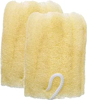 G-Beauty Natural Oval Massage Loofah With Hock Strap For Bath Spa and Shower Set Of 2 Pieces - Beige