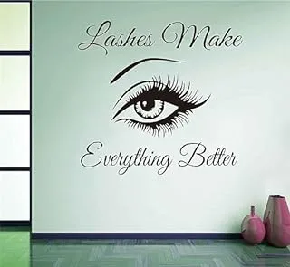 BPA Lashes Make Everything Better Eyebrows Eyelashes Wall Decoration Stickers Make Up Beauty Salon Decals (Black)