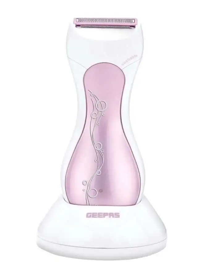 GEEPAS Rechargeable Shaver With Charging Station White/Silver/Pink