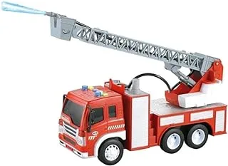 Game Force 1:16 LNS and Spring Water Friction Fire Truck with Ladder Playset, Red