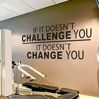 BPA Fitness Wall Decal up to 4.5 ft - If It Doesn't Challenge You. It Doesn't Change You.- Classroom Wall Decor- Inspirational Quote Wall Decal Sticker(Black, 22