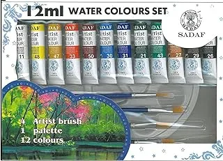 Sadaf 12 Different Water Color Set, Multicolor