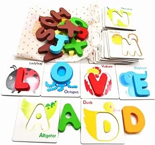 UKR 3D Puzzle English Letters Wooden Educational and Learning Puzzle for Kids