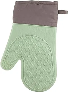 Vague Silicone Heat-Resistant Oven Glove, 29 cm x 18 cm Size, Green/Brown