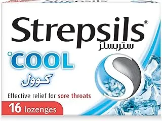 Strepsils Cool, New Formulation with Cool Sensation, Fast Effective Relief from Sore Throats, 16 Lozenges