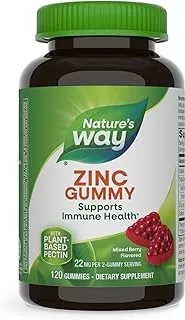 Nature's Way Zinc Gummies Immune System Support, Mixed Berry Flavor, 120 Gummies, 11mg Per Gummy