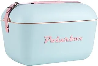 Polarbox 12L Pop Cooler Box with Leather Strap - Baby Rose,Sky Blue | Rigid Thermal Insulated Ice Box for Beach, ice cooler box for Picnic & Party | Convertible Lid & Polypropylene Insulation