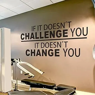 BPA Fitness Wall Decal up to 4.5 ft - If It Doesn't Challenge You. It Doesn't Change You.- Classroom Wall Decor- Inspirational Quote Wall Decal Sticker(Black, 16