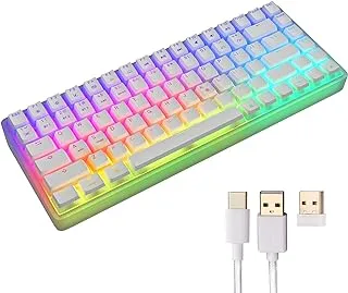 ZEBRONICS Premium Wireless Mechanical Keyboard, Outemu RED Switch, 3X Bluetooth, Hot swap, Mac, Android, Windows, Type C 1.8m Braided Cable, 2.4GHz RF, 18 RGB LED & Backlit Keys MAX Ninja 200 - White