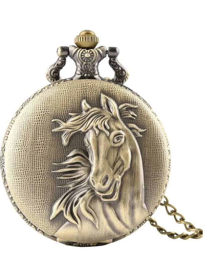 YASH Retro Style Horse Quartz Pocket Watch