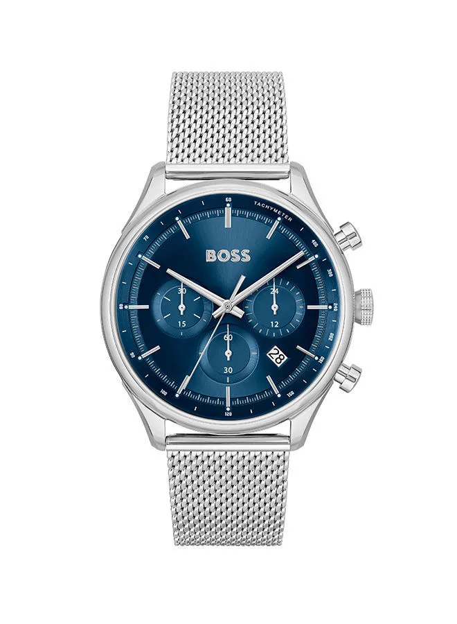 HUGO BOSS Men Chronograph Round Shape Stainless Steel Wrist Watch 45 mm