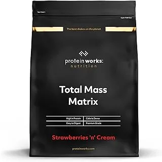 بروتين وركس - Total Mass Matrix Mass Gainer | مسحوق البروتين عالي السعرات الحرارية | مخفوق البروتين الشامل | مسحوق بروتين لزيادة الوزن | 16 حصة | الفراولة والكريمة | 2 كجم