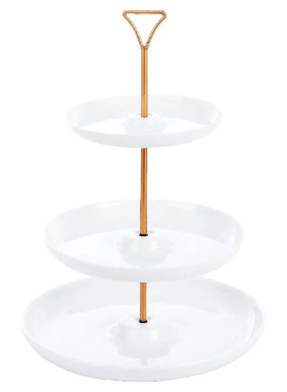 Shallow 3 Tier Round Plate with Gold Stand