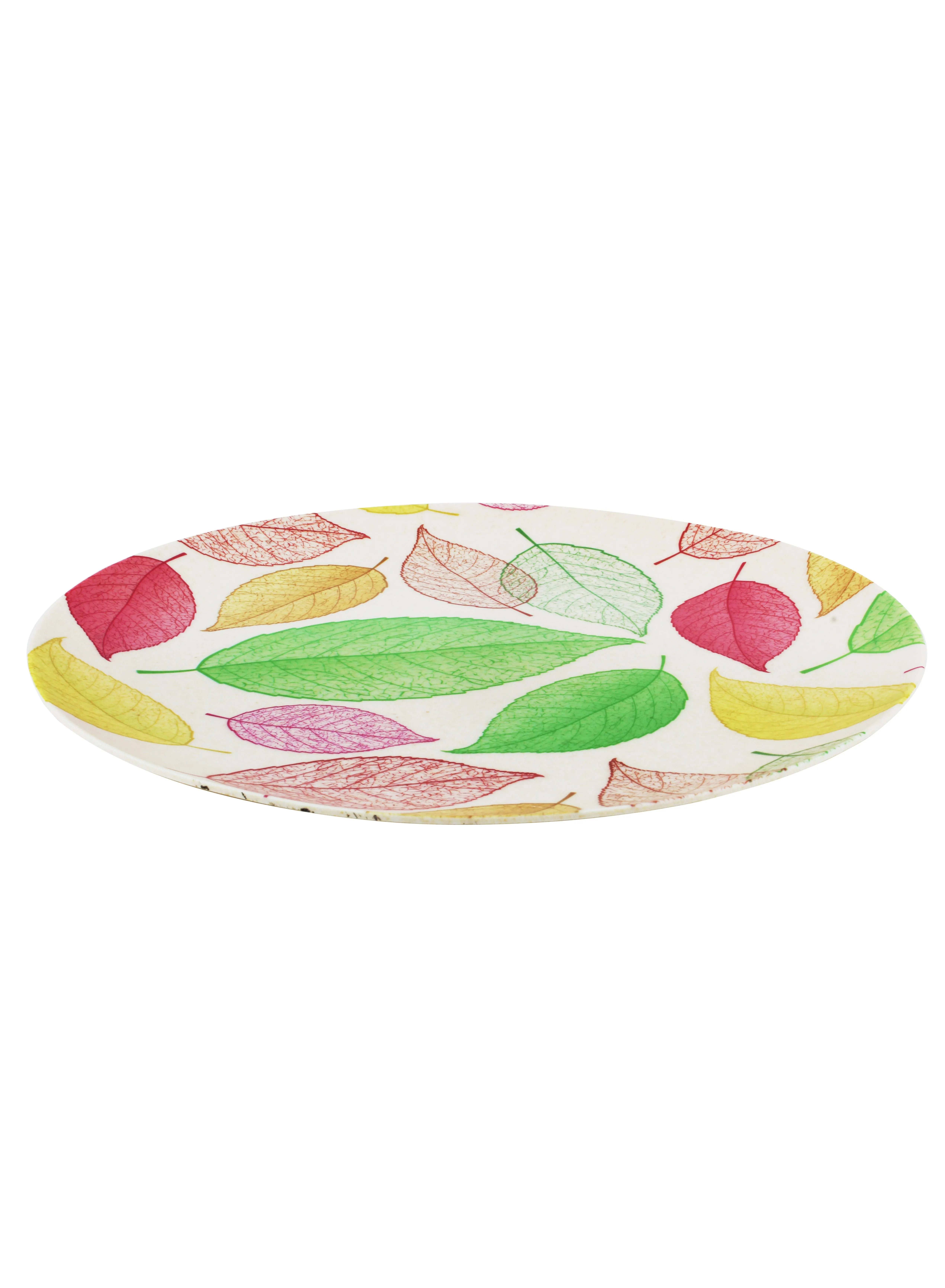 Cuisine Art Eco-Friendly Reusable Light Weight Bamboo Fiber Leaves Design Plate 20cm