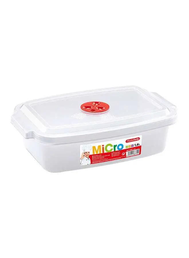 Plastic Forte Microwave Pot With Lid White 1.6cm