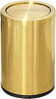 Huaqinglian Stainless Steel Gold Trash can with Flipping Lid 2.4gallon Fingerprint-Proof Garbage cans Wastebasket Bin for Kitchen bothroom Living Room (Gold)