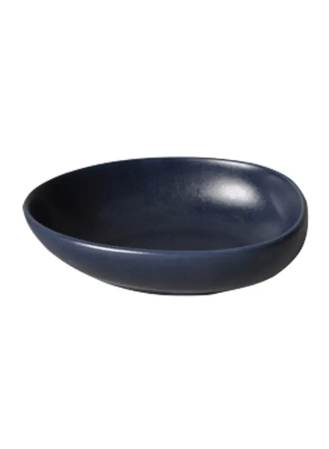 Shallow Porcelain Soup Plate Matt Dark Blue 21cm