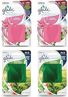 Glade Sensations Refill Air Freshener Bundle, 2 x Floral Perfection & 2 x Morning Freshness Scent, For Continuous Freshness, 4 x 8g