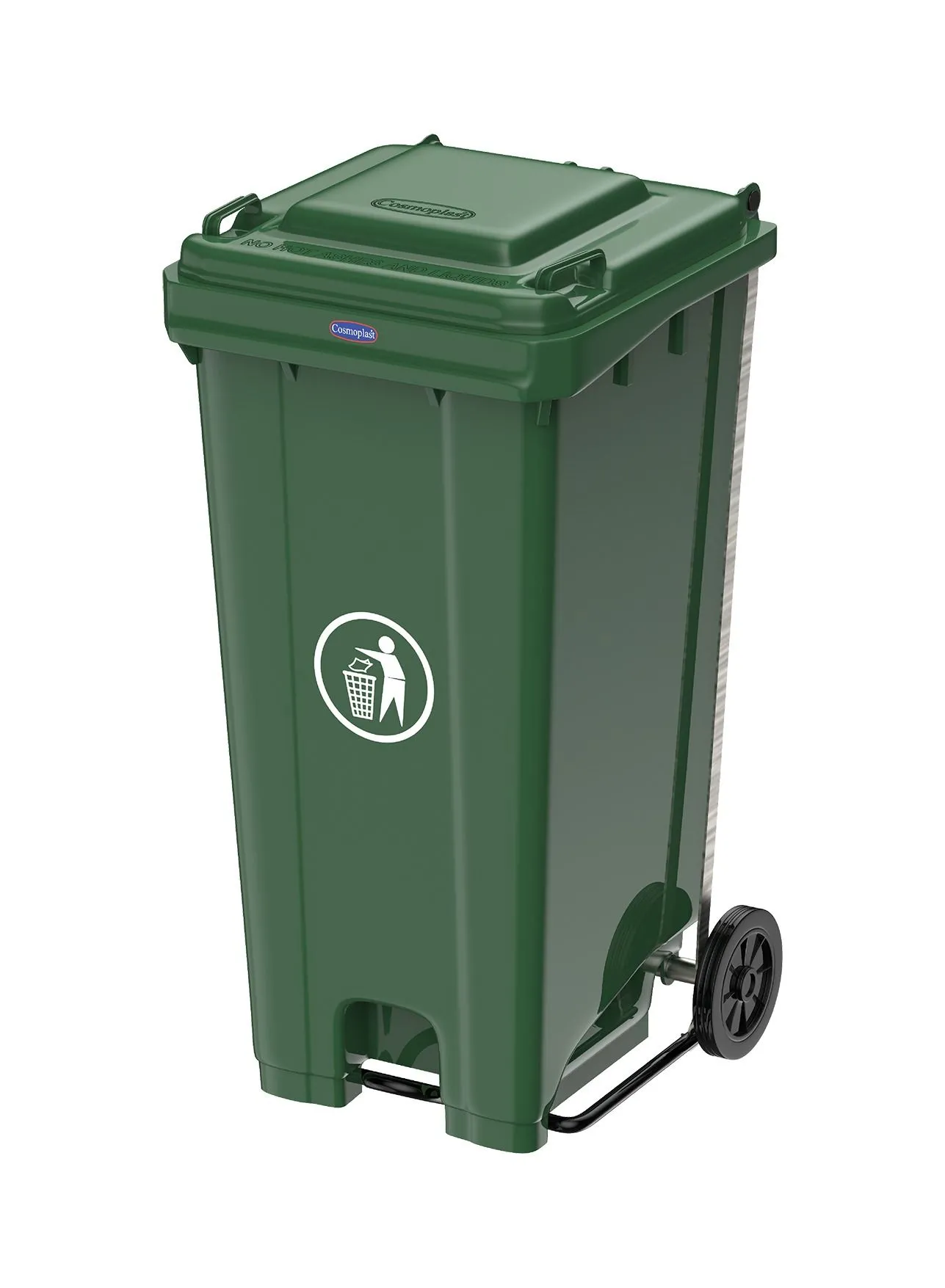 Cosmoplast 120L Industrial Waste Bin with Pedal & Wheels