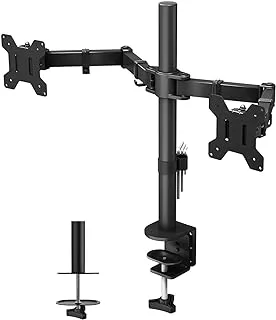 Newstar Vesa 1home Double Twin Arm Desk Mount Ergonomic TV LCD Monitor Computer Screen Bracket Dual Tilt Swivel Rotation (13in-27in)