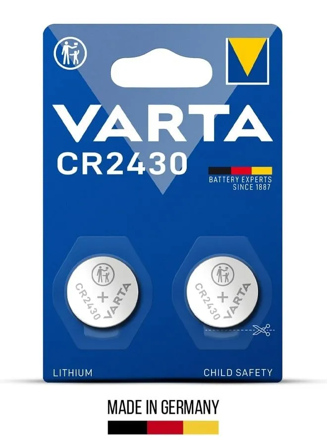 VARTA Varta CR2430 Lithium Button Cell Battery for Small Electronics (2-Pack)