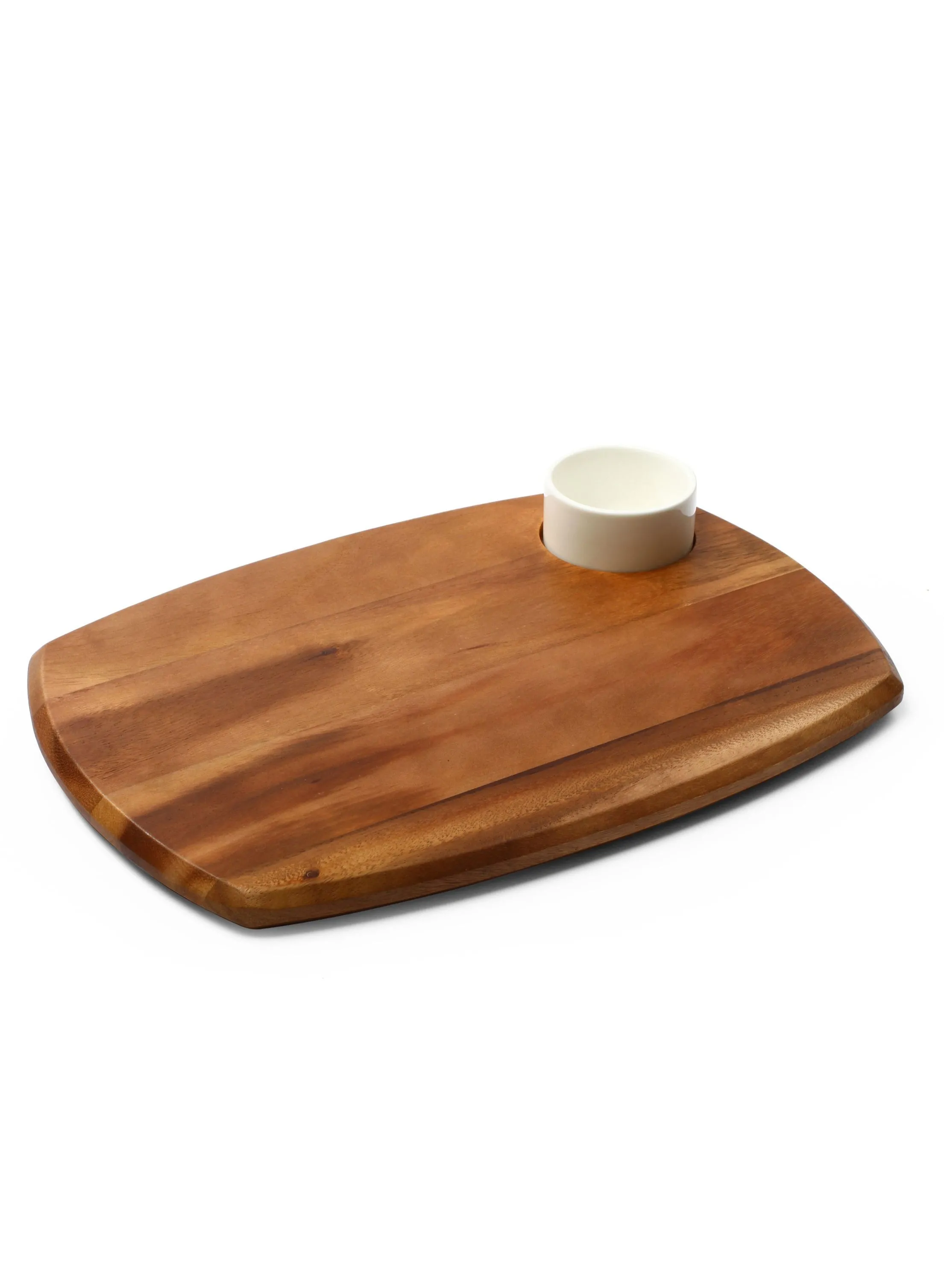 BILLI Wooden Serving Board With Dip Bowl, Brown, ACA-43.2