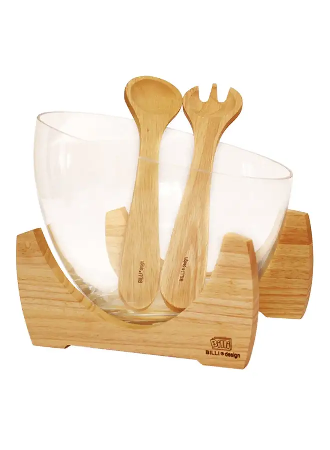 BILLI 4-Piece Salad Bowl Set Beige/Clear