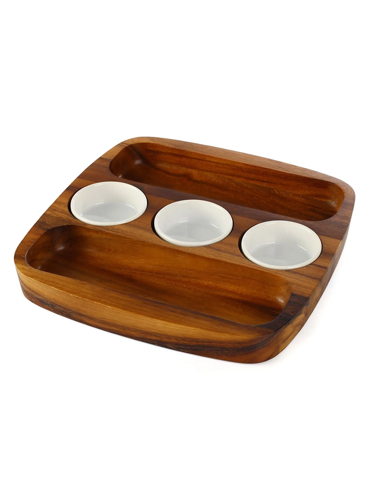 BILLI Two Side Chip And Three Bowls Serving Tray