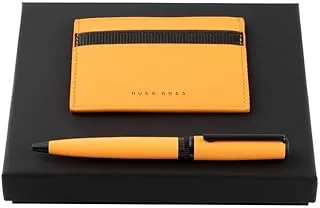 Hugo Boss Ballpoint Pen and Card Holder Set, Yellow