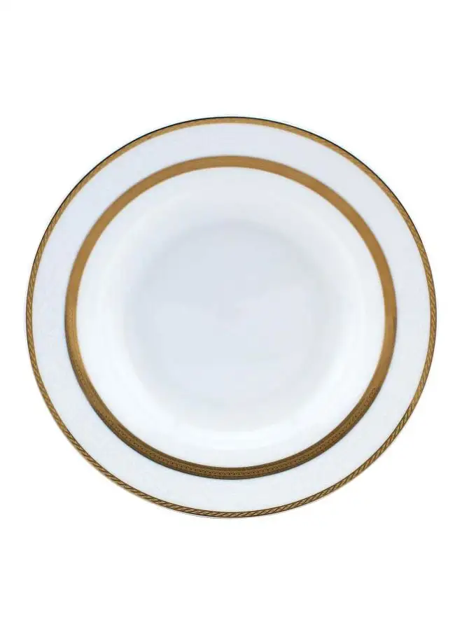 Shallow Porcelain Soup Plate White/Gold