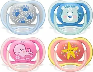 Philips Avent Ultra Air Free-flow Pacifier/Soother, 6-18 Months, Mixed, Deco, 2 Count, SCF085/06