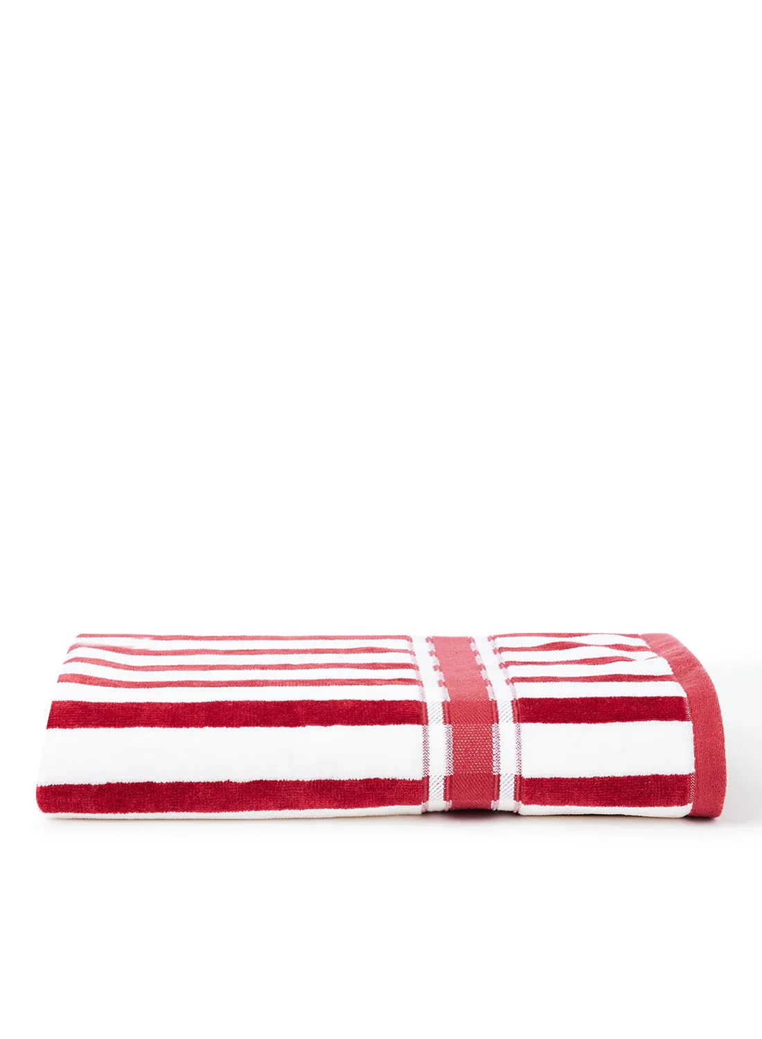 White Rose 100% Cotton Yarn Dyed Stripe Luxury 500 Gsm Super Cool Bath Towel Red/White 70x140cm