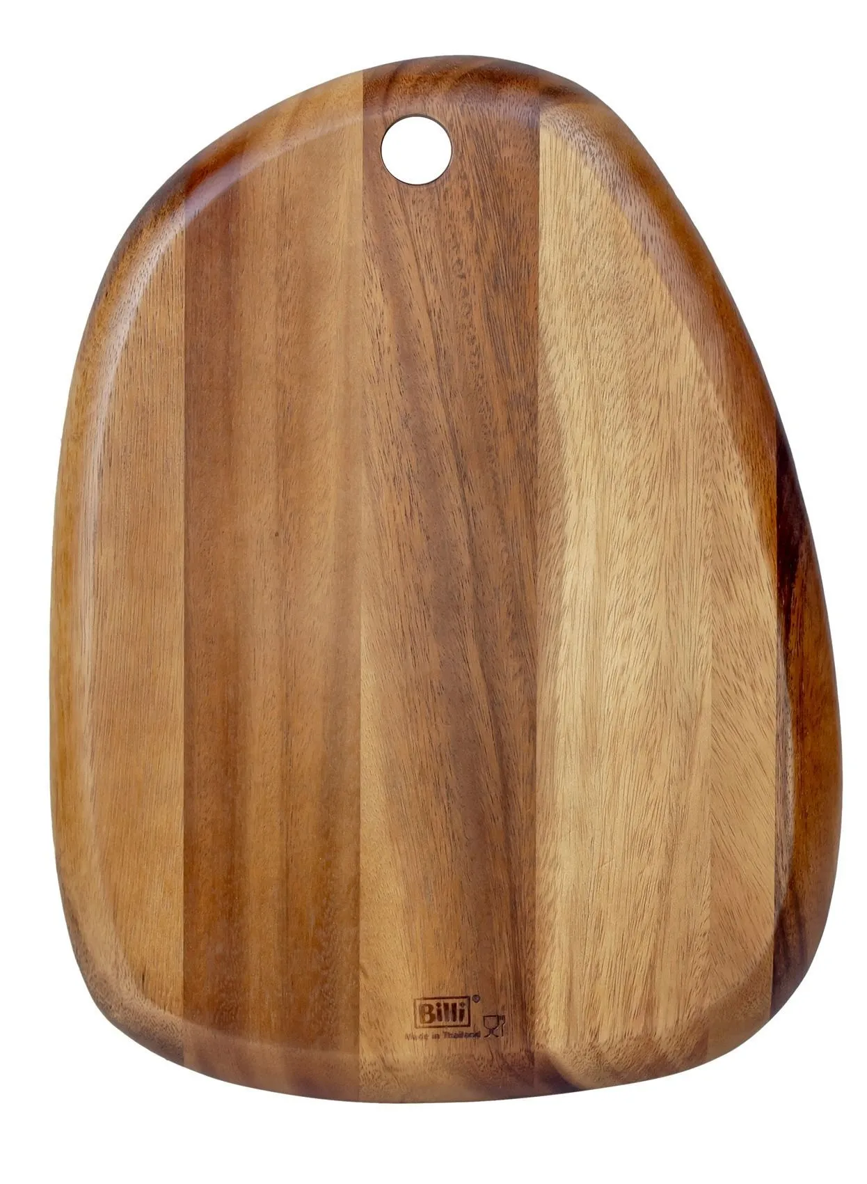 BILLI Pebble Shaped Acacia Cutting Board, Serving Board, 33x24 cm (Natural Acacia) Made in Thailand