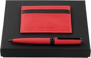 Hugo Boss Ballpoint Pen and Card Holder Set, Red