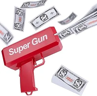 LEOKKARR Red Money Gun Shooter, Toy Guns That Look Real, Prop Gun Cash Cannon for Game Movies Party Supplies with Play Money 100 Dollar Bills…