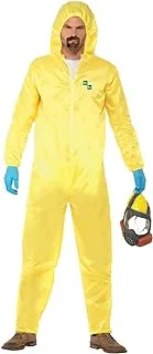 Smiffys Men's Breaking Bad Costume, Hazmat Suit, Latex Mask, Gloves & Goatee, Size: XL, Color: Yellow, 20498