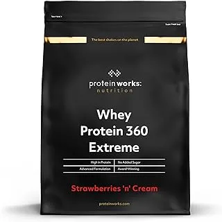 Protein Works - Whey Protein 360 Extreme | Added Vitamins | Premium Whey Shake | Whey Protein Powder | 34 Servings | Strawberries 'n' Cream | 1.2kg