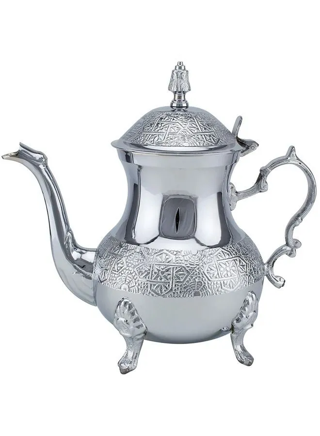 Home Moroccon Tea Pot Flower Engraving Design Material Brass - 1200ml