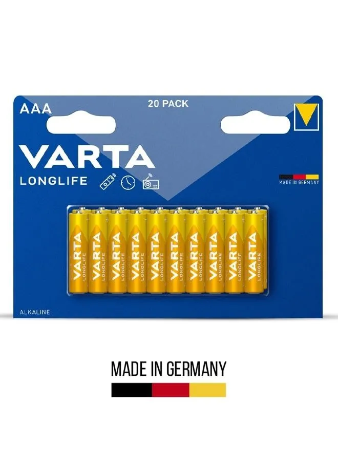 VARTA Varta Longlife High-Performance AAA Alkaline Batteries for Everyday Electronics (20-Pack)