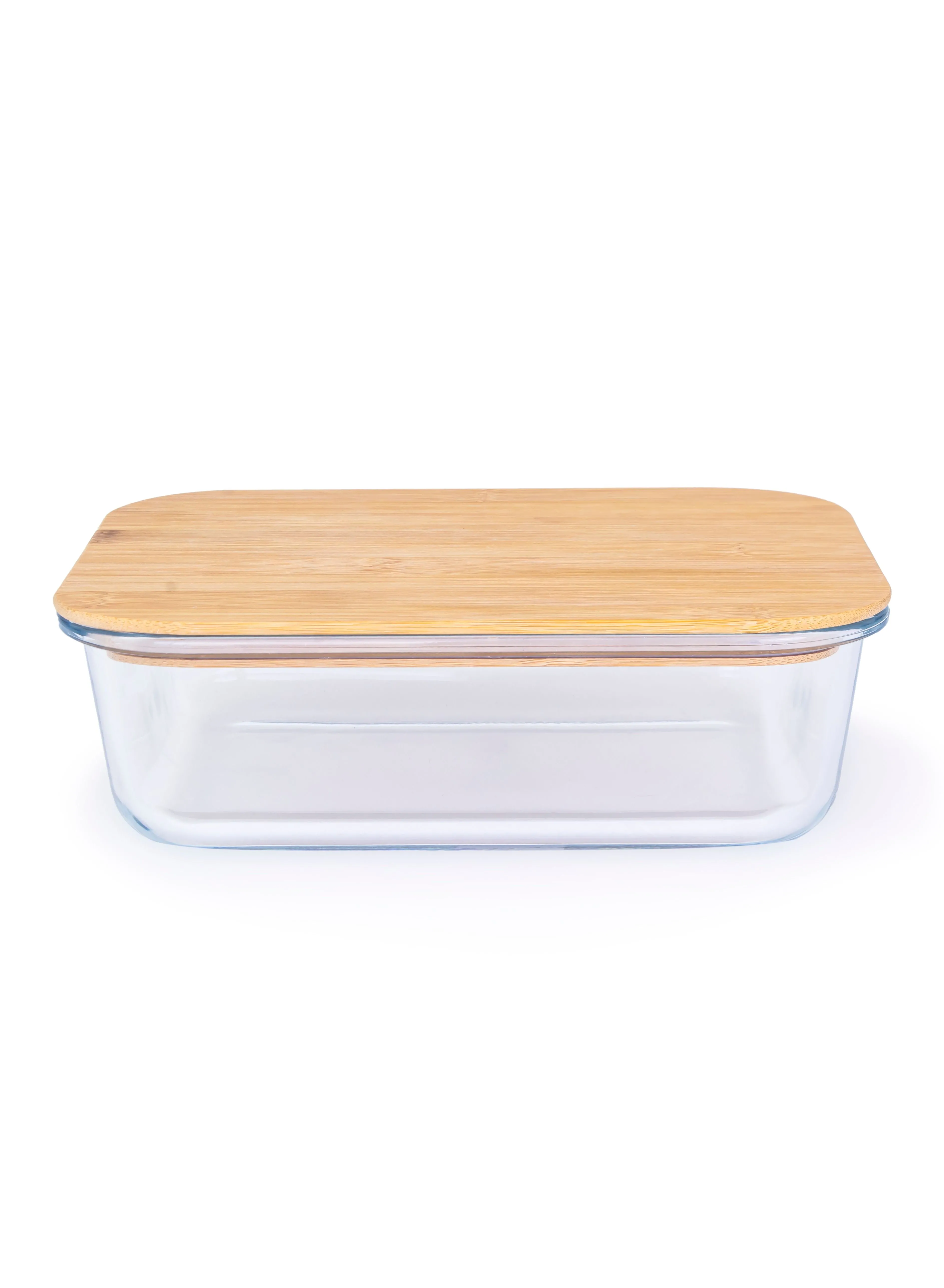 Cuisine Art Rectangular Glass Food Container With Bamboo Lid Clear 320ml