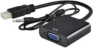 محول ETROON 1080P HDMI إلى Vga مع كابل فيديو عالي الدقة 3.5 ملم لأجهزة الكمبيوتر المكتبية وأجهزة الكمبيوتر المحمولة