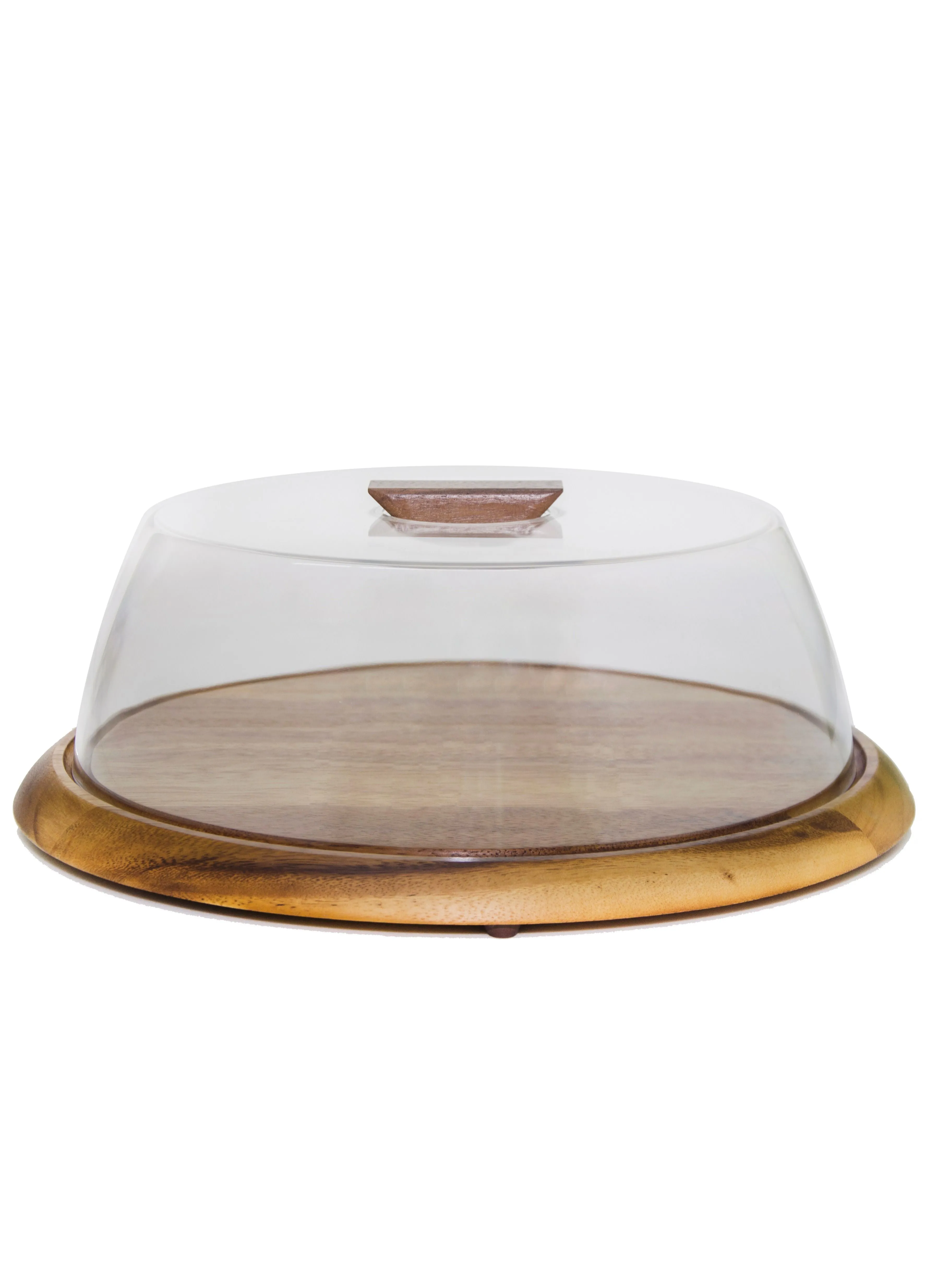 BILLI Round Cake Platter With Dome Cover Brown/Clear Plate