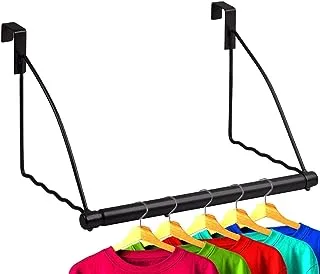 HOLDN’ STORAGE Over The Door Hanger - Door Rack Hangers for Clothes - Bathroom Over Door Hanger for Hanging Clothes & Towels - Over The Door Clothes Drying Rack, Black