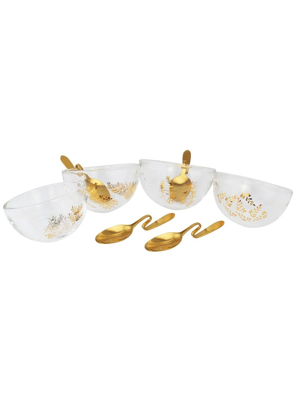 Cuisine Art 8 pieces Dessert Set - 4 Glass, 4 Stainless Steel Spoon